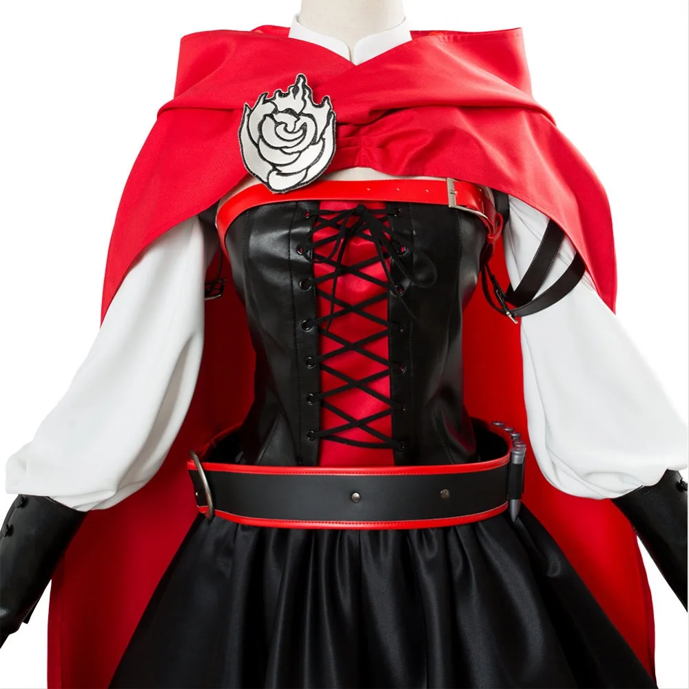 Рубиновая роза Косплей RWBY костюм RWBY Рубиновая роза платье красный плащ боевой костюм униформа Сезон 3 Аниме Костюм женский наряд на заказ