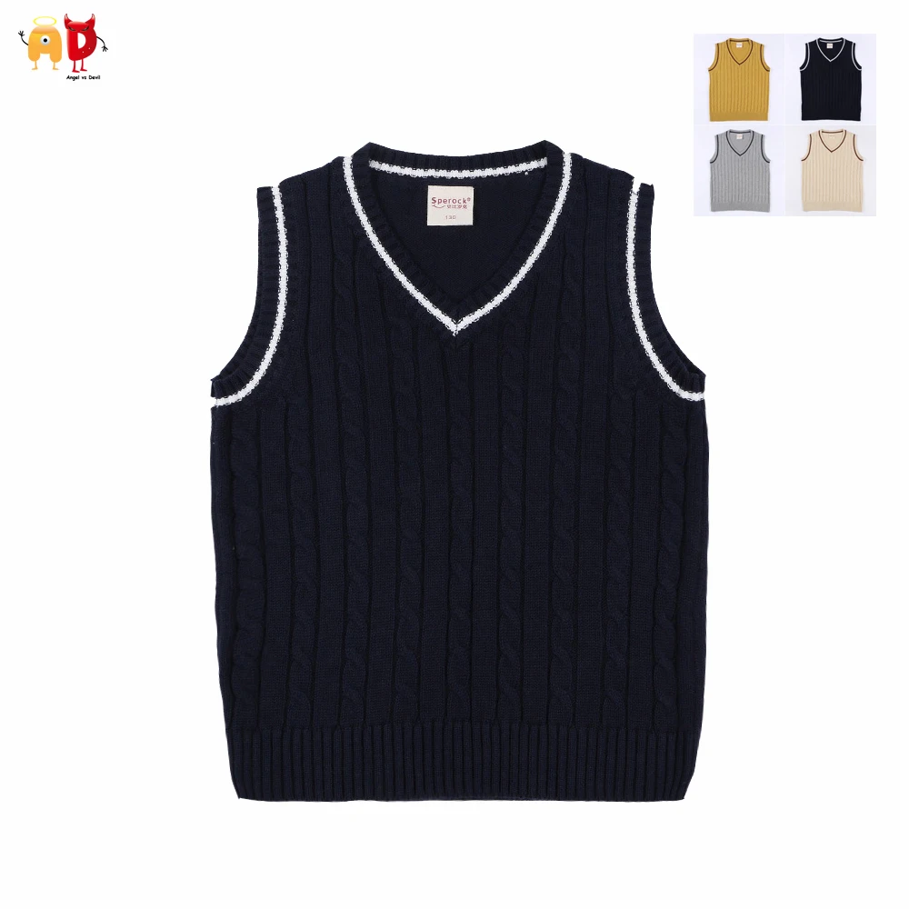 AD вязаный жилет для мальчиков и девочек подростков Сезон зима весна Свитеры