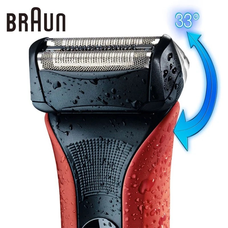 Braun Waterflex Wf2s Мужская электрическая Фольга бритва Влажная и сухая аккумуляторная и Беспроводная Бритва с поворотной головкой 100-240 в красный