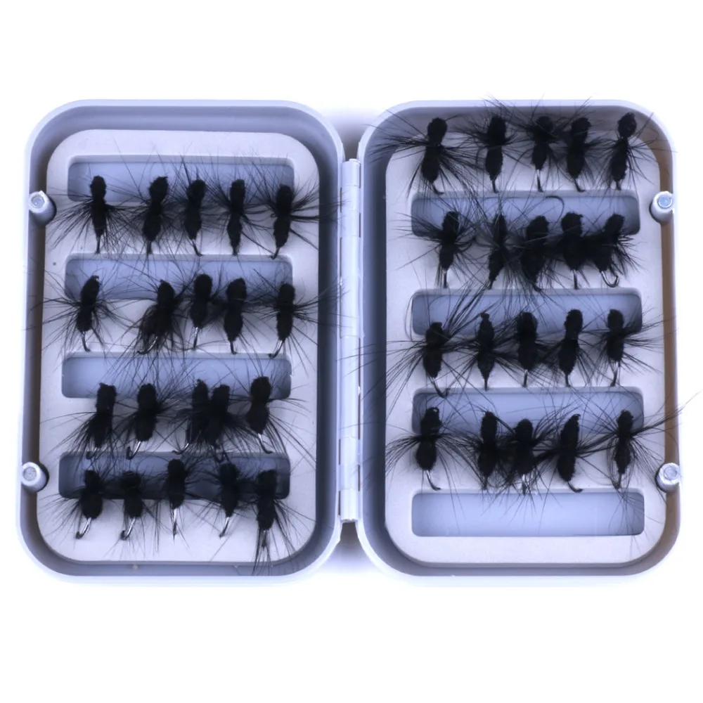 40 штук черный/красный муравей одиночный крючок мухи для ловли нахлыстом набор