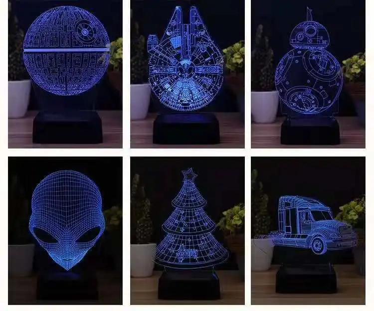 Перезаряжаемая квадратная ABS черная светодиодная основа для светильник вых 3d