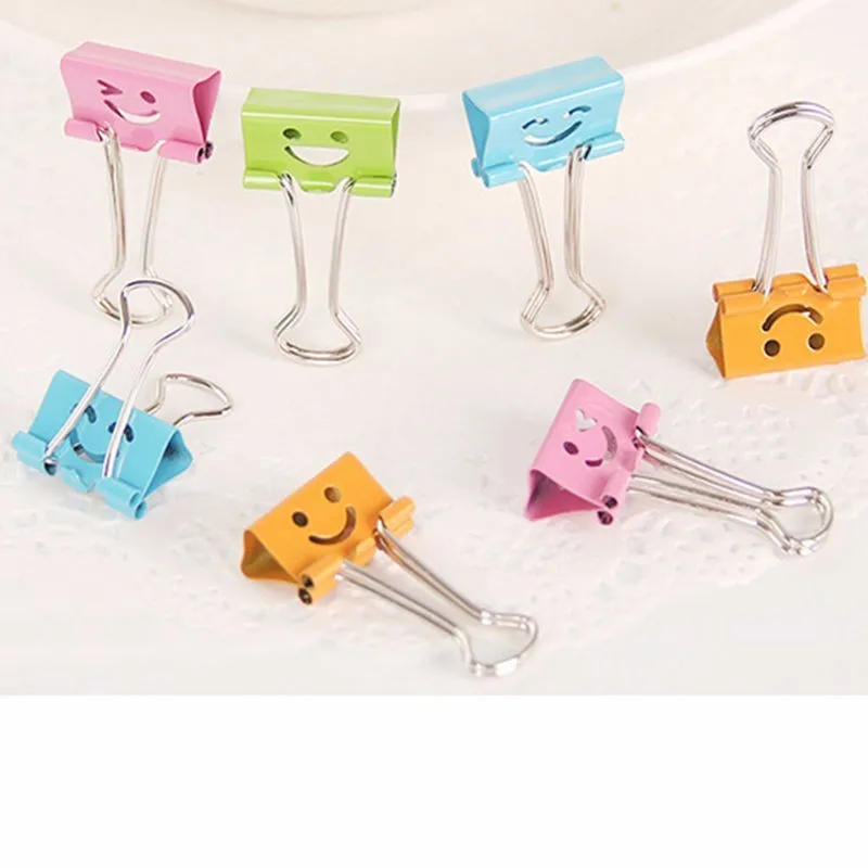 10 шт Многоцветный Металлические зажимы с улыбкой полые файл заметок буквенным