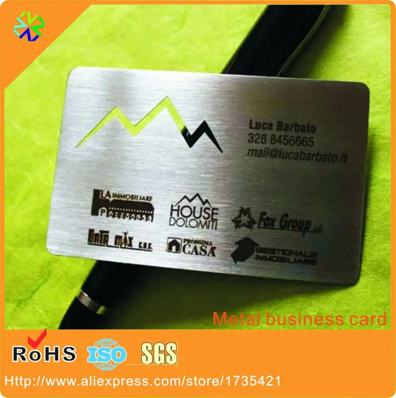 CR80 L*W 80*50mm 0.3mm thickness die cutting metal cards cutting through stainless steel metal cards