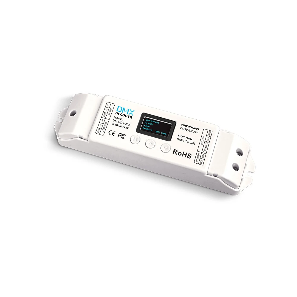 DMX-SPI-203; DMX в SPI(ttl) контроллер сигнала декодер 1024 пикселей для LPD6803/WS2811/WS2812B/LPD6803 светодиодный светильник с пультом дистанционного управления