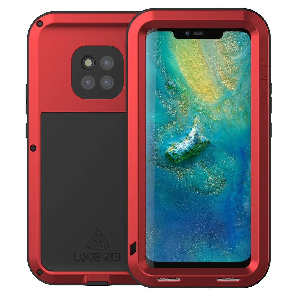 Red Для huawei mate 20 Pro твердый корпус для телефона Алюминиевый металлический протектор экрана из закаленного стекла mate 20 20pro крышка сверхмощная защита - Цвет: Red