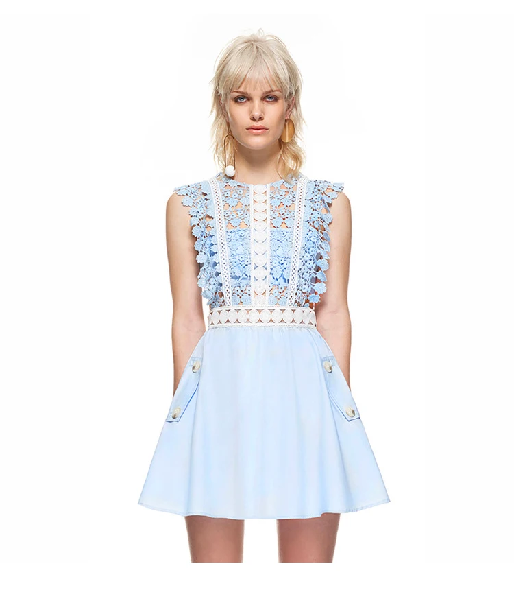 Новая Мода 2017 дизайнерское летнее платье женское кружевное без рукавов с