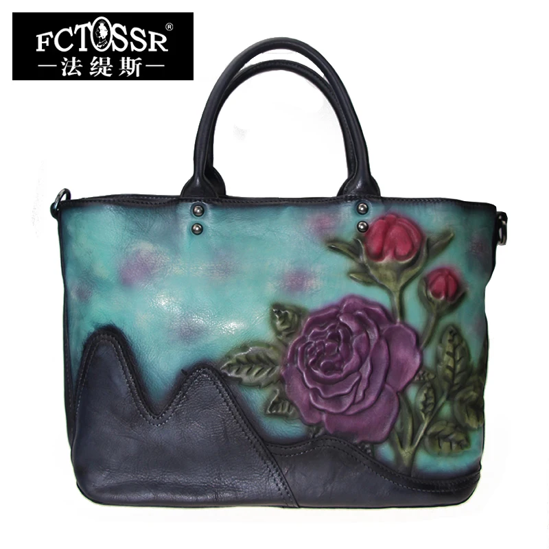 Сумка тоут женская из натуральной кожи большая Винтажная сумочка мессенджер