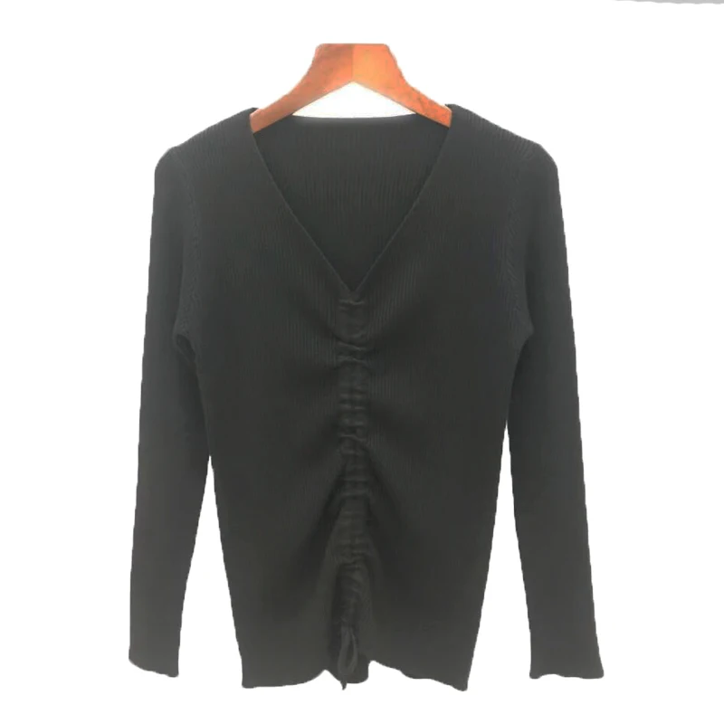 Autumn and Winter New Design Fashion Women Korean Vertion V Collar Kintted Long Sleeve Slim Bottom Casual Sweaters Pullovers | Женская
