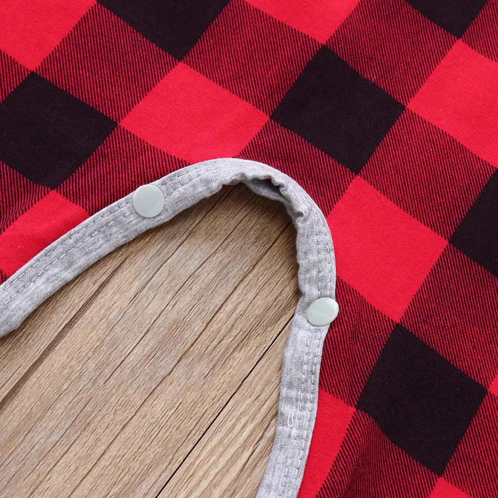 Infant Baby Boys Girls Christmas Santa Xmas Letter Plaid Romper Jumpsuit Outfits New Born Clothes Newborn |