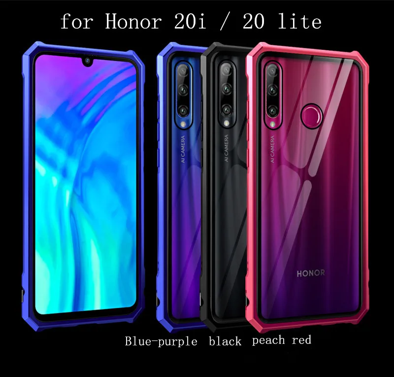 Роскошный металлический защитный чехол-бампер для huawei Honor 20 Pro, чехол, прозрачная задняя крышка для телефона huawei Honor 20 Lite, чехол 20Pro 20i