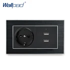 Европейская розетка и 2,1 а USB-розетка Wallpad Роскошная сатиновая металлическая панель 5 В выход USB-телефон Быстрая зарядка настенная панель и настенная розетка