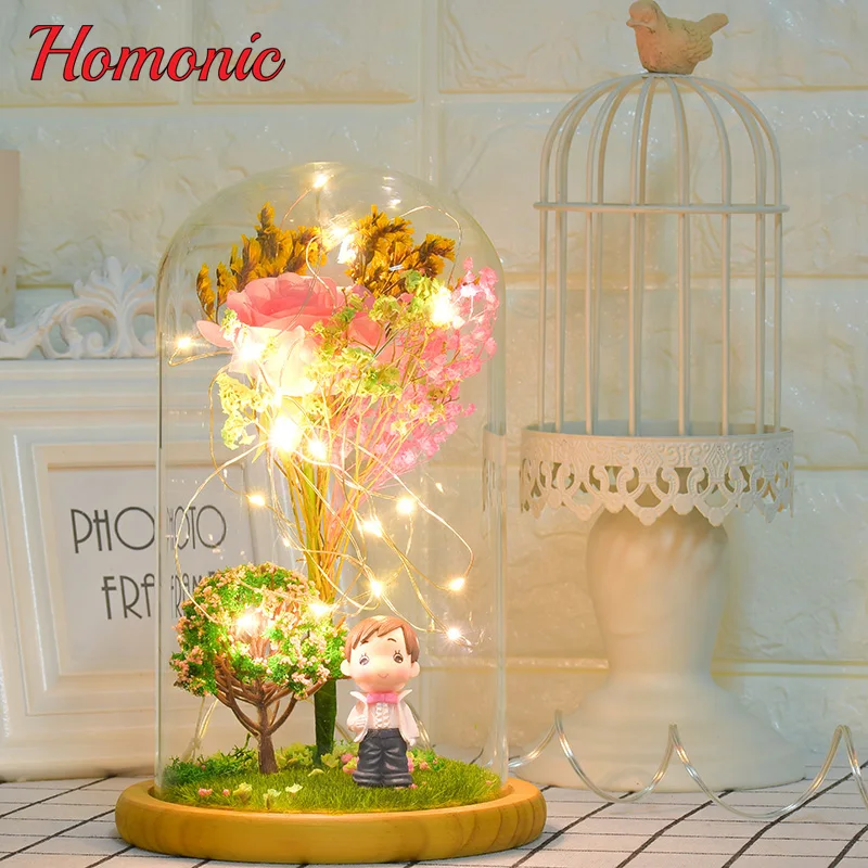 Вечная роза цветы светодио дный мигающий световой искусственные для дня