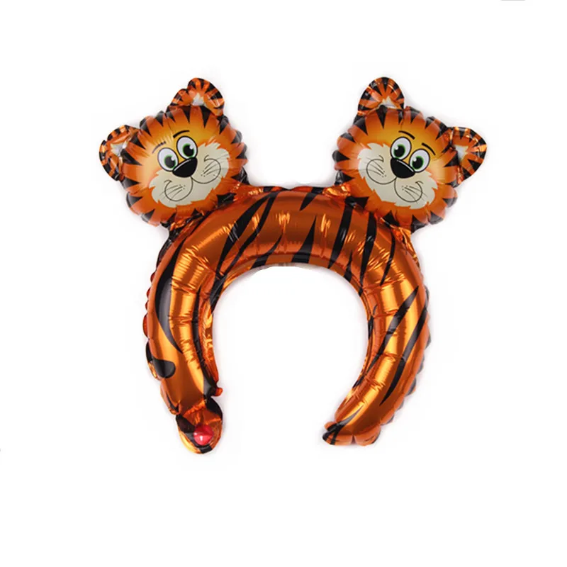 tiger Милая мультяшная повязка на голову в виде животного, фольгированный шар с днем рождения, свадьбы, вечеринки, украшения для детских игрушек, детский Декор - Цвет: tiger