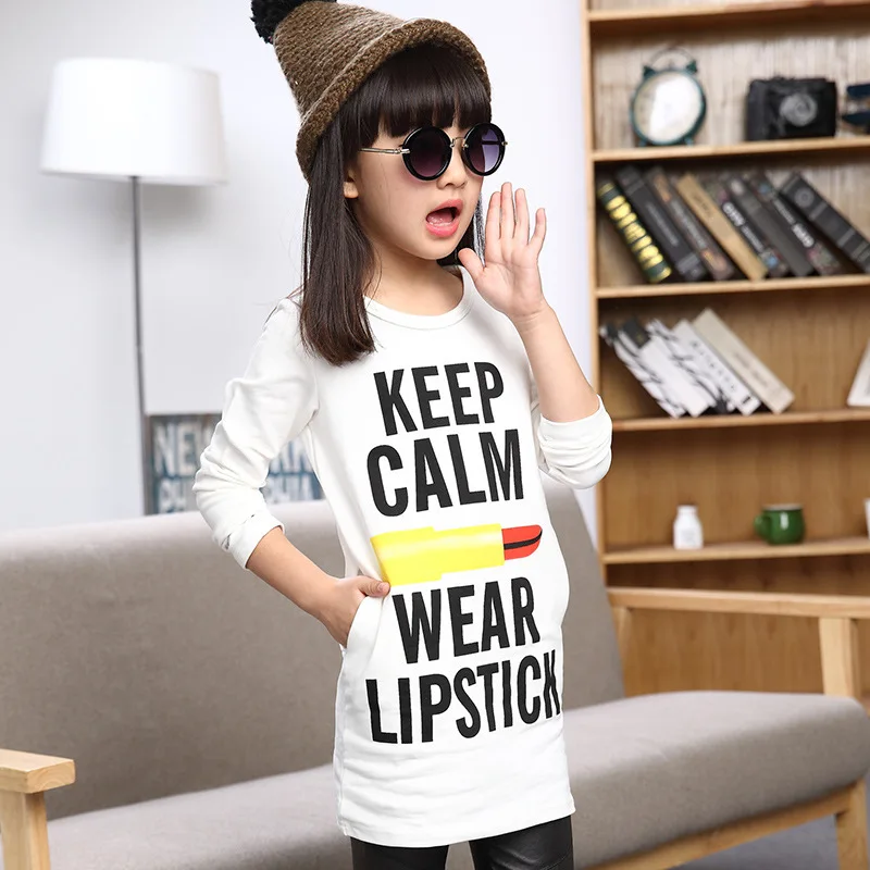 Длинные футболки для девочек платья новинка 2020 весенне-Осенняя детская футболка