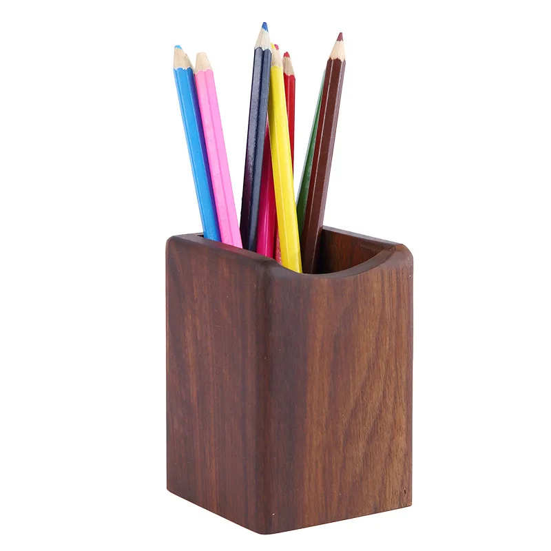 Walnut wood Многофункциональный квадратный держатель для ручек из орехового дерева, кисти для макияжа, инструменты, подстаканник, чехол, креативный, для офиса, школы, настольный чехол для хранения - Цвет: Walnut wood