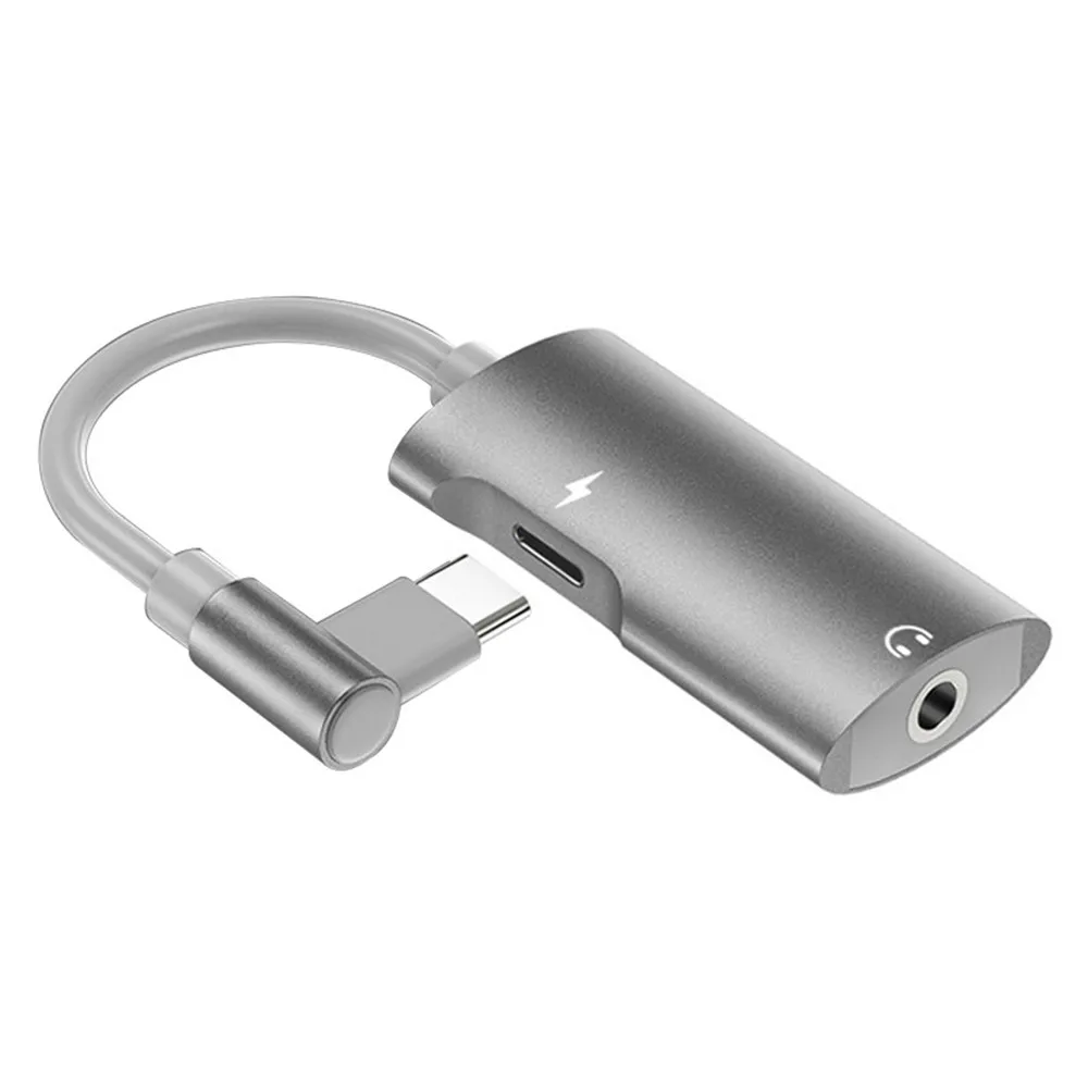 Silver Usb type-C с двумя головками до 3,5 мм разъем для наушников типа C со штекером и разъемом для наушников type-C вспомогательный кабель адаптер для samsung для huawei конверсионная линия - Цвет: Silver