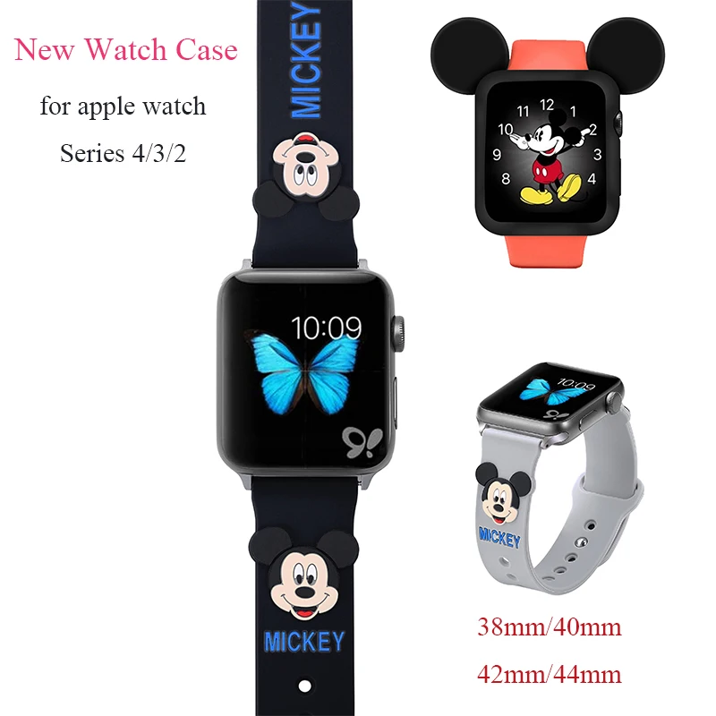Новая детская пижама с Микки Маусом из силикона для наручных часов Apple Watch корпус