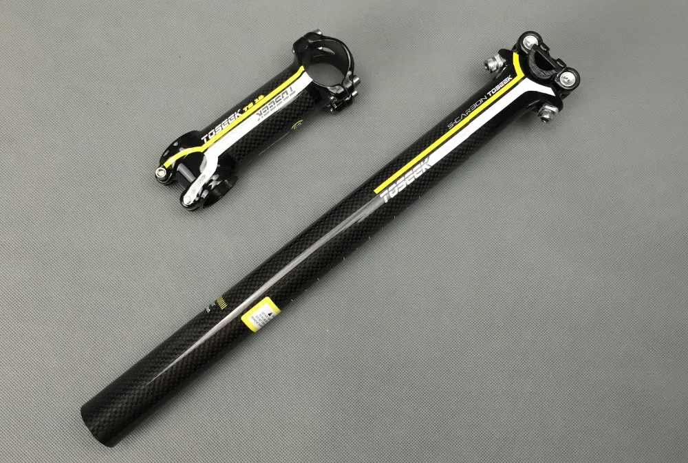 Карбоновый комплект рулей для велосипеда плоский руль + стержень подседельный