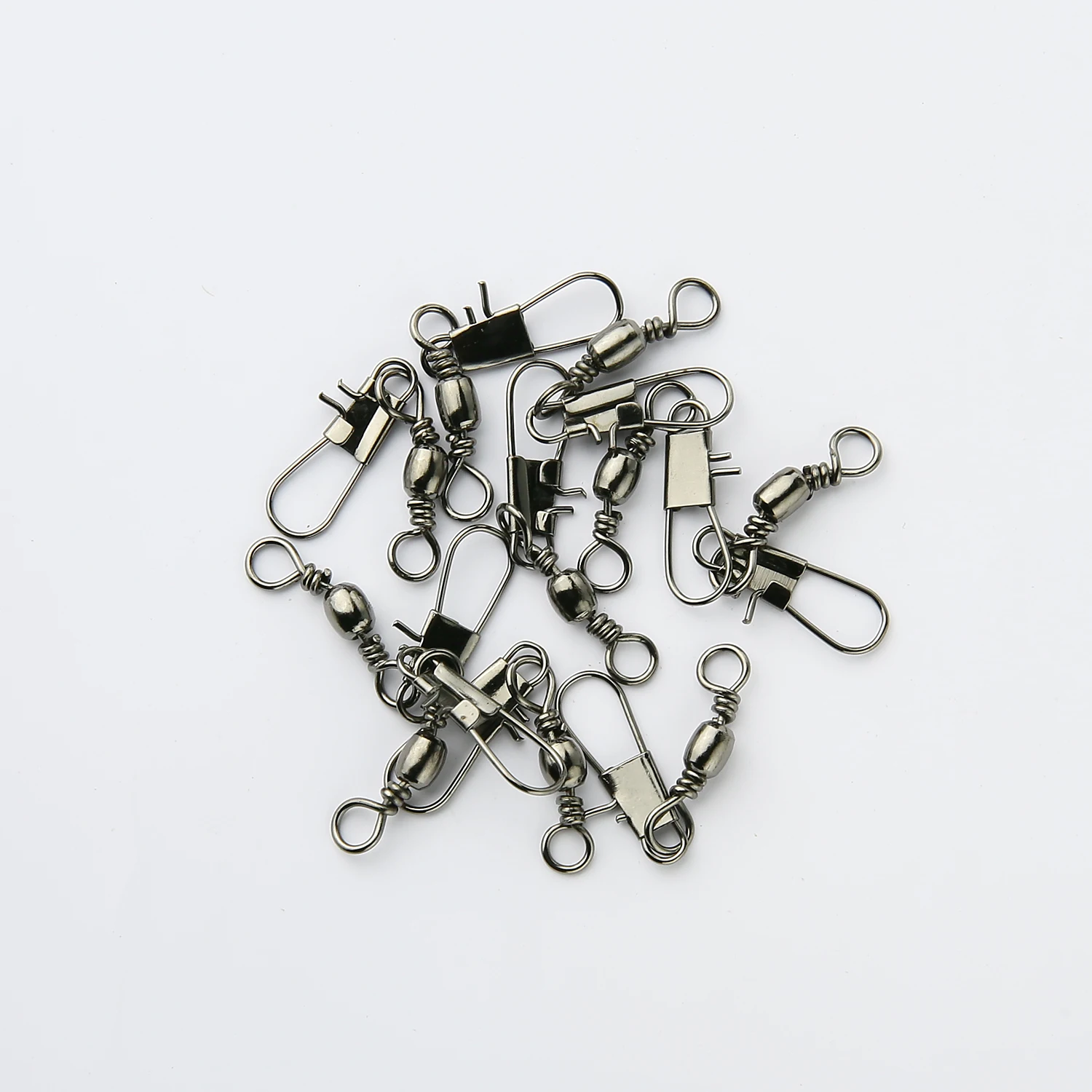 100PCS 4#6#7#8#10#12# 14# High Carbon Steel Interlock Snap Ball Bearing Swivel Rolling Solid Rings Fishing Connector Boat Hooks