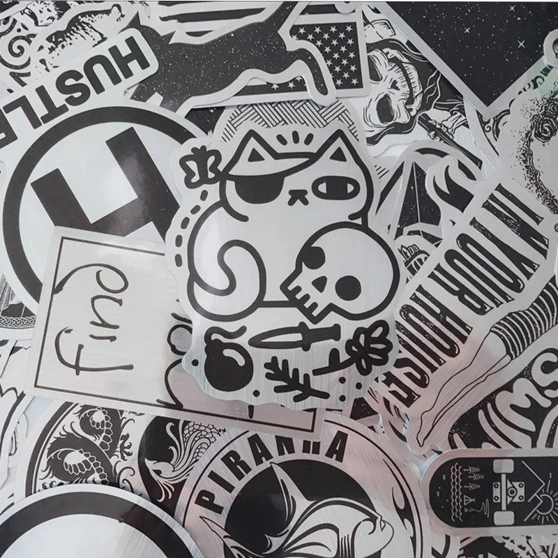 52 фото черно-белая наклейка серебряная металлическая граффити игрушки для