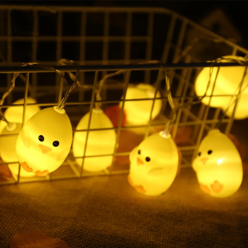 Гирлянда 1 5 м 10 LED теплый белый желтый цыплята Милая лампа цыпленок балкон спальня