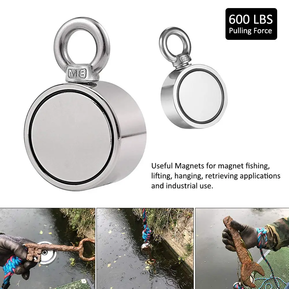 

Double Side Magnet Fishing Super Strong Round Neodymium Fishing Magnet With Eyebolt Strong Double - Sided Magnetic Ring