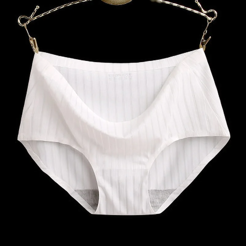 Ребристые новые ледяные шелковые цельные бесшовные трусики женские дышащие