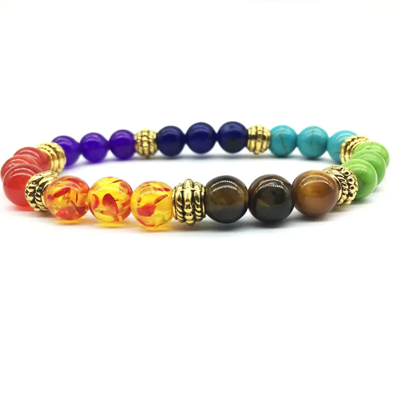 Мужские и женские 7 чакр смесь камней исцеляющая чакра молитвенный браслет лава