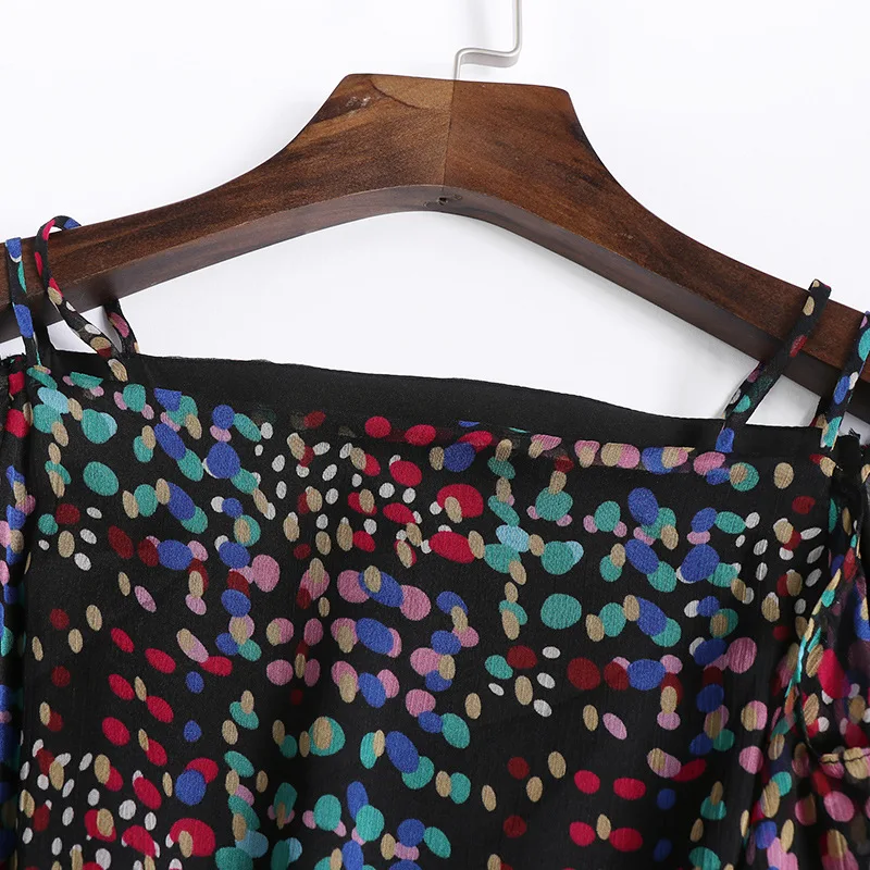 Новое летнее милое платье для отпуска с принтом высококачественное до середины