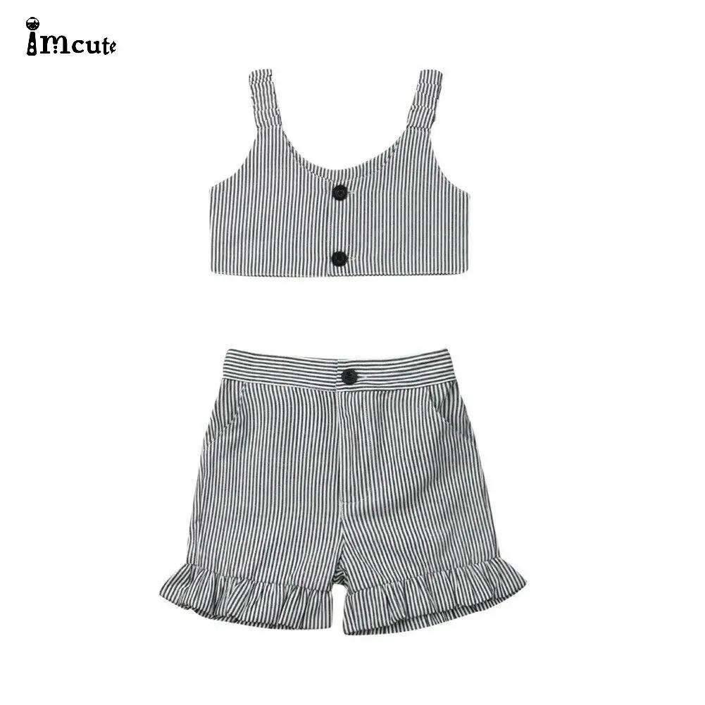 

2 шт., укороченная майка без рукавов, с оборками и шорты