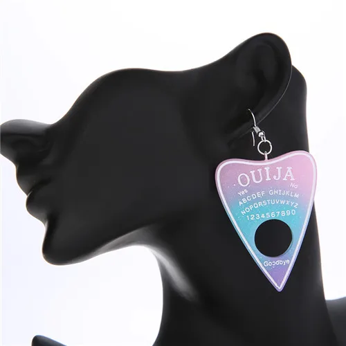 pink blue purple 1 пара, женские серьги-капли, многоцветная смола, Ouija planchette, амулеты, полимерная серьга для подарка на день рождения, детские женские ювелирные изделия - Окраска металла: pink blue purple