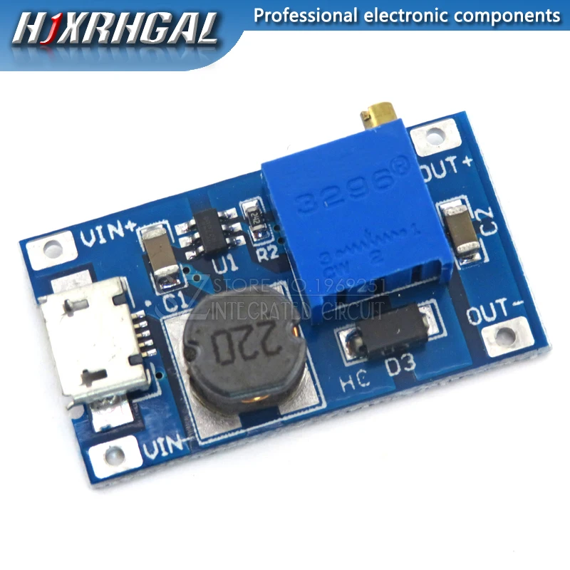 1 шт. регулируемый Повышающий Модуль 2А с MICRO USB 2в 24в до 5В 9В 12В 28В MT3608