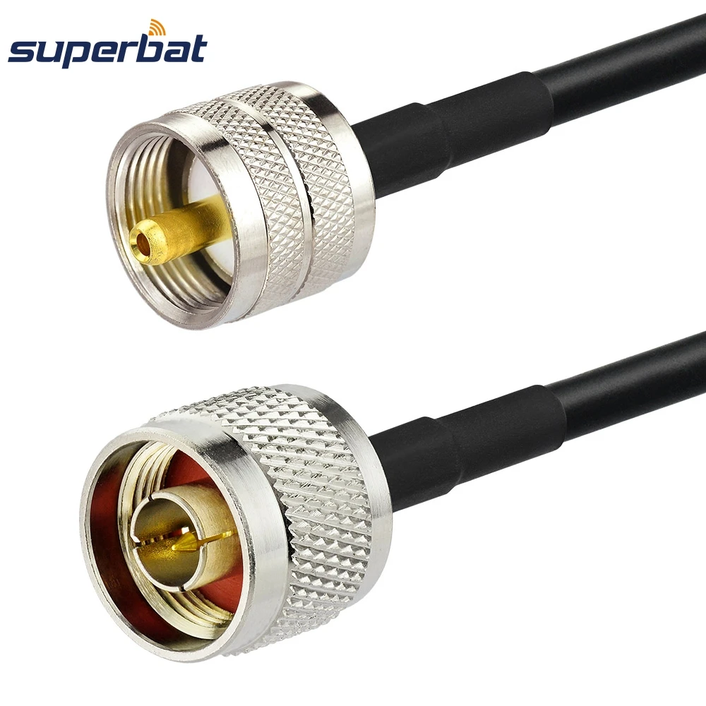 Superbat N Male to UHF PL-259 Plug Straight Connector Pigtail Coax Extension Cable Assembly LMR195 50cm for Wireless Antenna