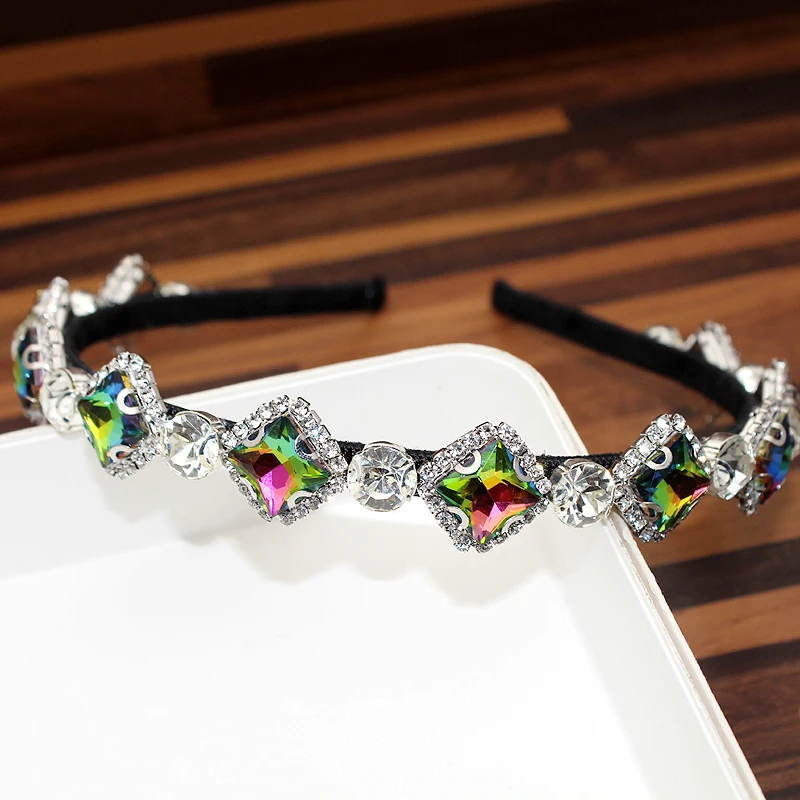 Модные украшения для волос AB прозрачные темно-синие повязки на голову и стразы