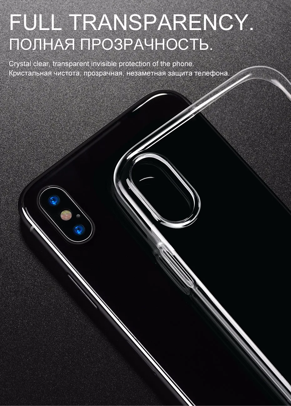 НОСО Прозрачный Мягкий TPU Чехол для iPhone X случай защитный чехол ультра тонкий Защита для Apple iPhoneX тонкий крышка Чехол на Айфон X Чехлы для Айфона силиконовый Чехол Силикон для Телефона Хоко