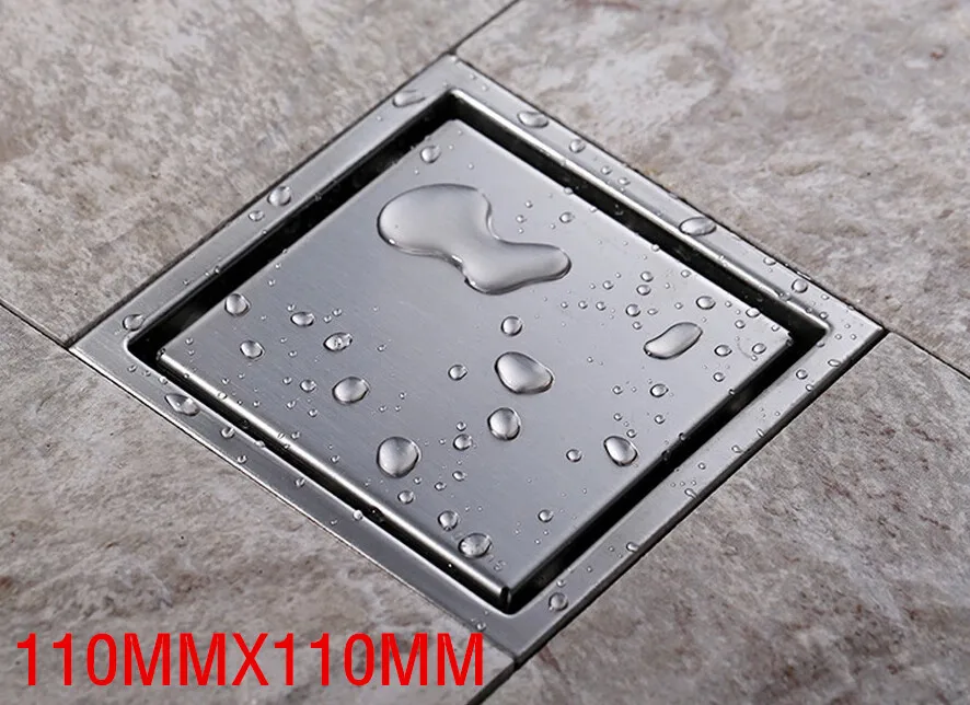 Плитка Вставка квадратный Пол Отходов решетки Ванная комната Душ слив 150x150 мм или 110X110 мм, 304 нержавеющая сталь DR051 - Цвет: 110X110 MM