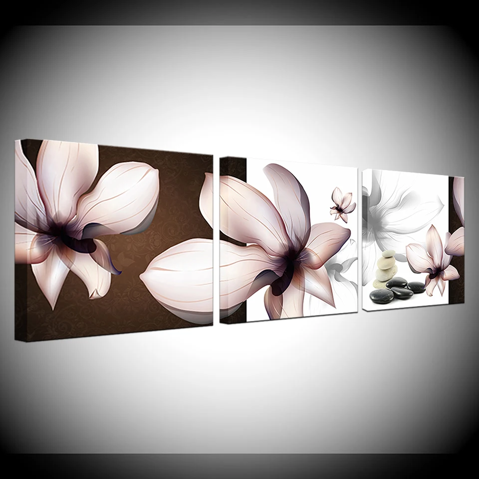 

modern painting wall art canvas framed Transparent flowers Home Decorative Art Picture Prints on Canvas Modular Decor 3pcs
