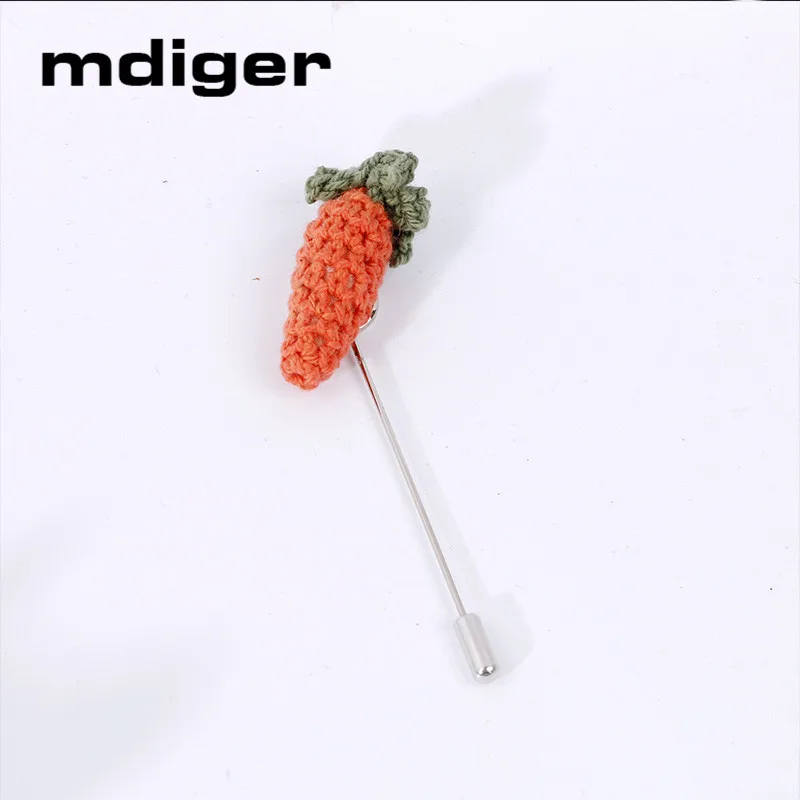 Mdiger милый мультфильм морковь воротник булавка для мужчин костюм свитер шерсть