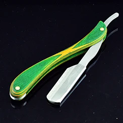 Green Handle 1 X Профессиональная Классическая Парикмахерская бритва с прямым краем-деревянная ручка-салонная качественная Бритва для мужчин - Цвет: Green Handle