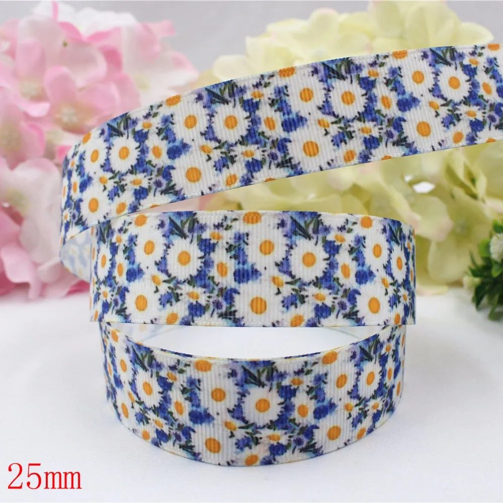 16607-100,(") 25 мм 10 ярдов/партия цветы Ленты Термотрансферная печать grosgrain Свадебные аксессуары DIY ручной работы материал