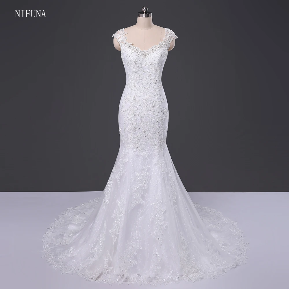 Vestido De Casamento романтичное Белое кружево Русалка Свадебные платья 2018 Alibaba Китай