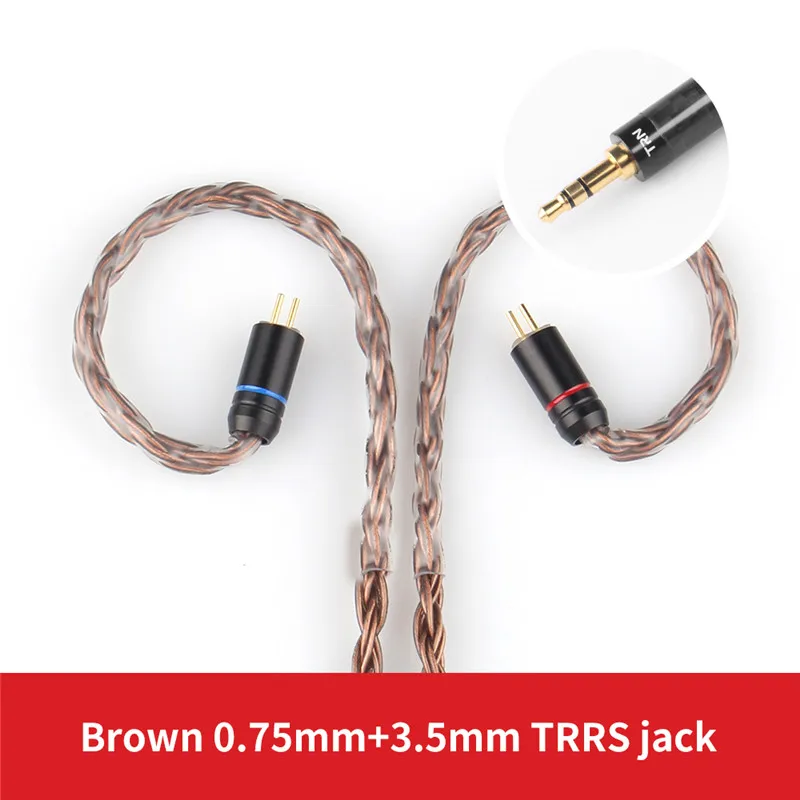 Brown 0.75mm 3.5mm Лампа указателя 16 Core с серебряным покрытием 2,5/3,5/4,4 мм балансный кабель для 0,75 0,78 2pin/разъемом mmcx обновления Hifi кабель для лампа указателя V80/плотным верхним ворсом KZ/TFZ - Цвет: Brown 0.75mm 3.5mm