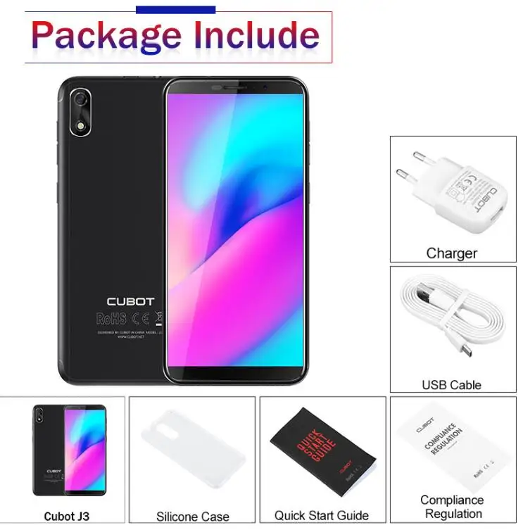 Корабль из RU CUBOT J3 3g телефона 5 0 &quotHD + ips 18:9 полный Дисплей MT6580 4 ядра 1 ГБ