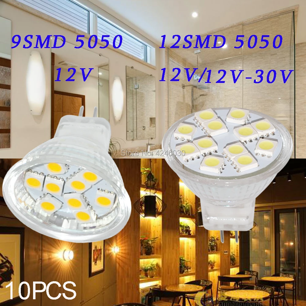 JYL 10 шт. MR11 GU4 5050 SMD 9/12 светодиоды лампы светодиодные стекло 1 Вт 5 100лм 120лм DC12V AC12 30V