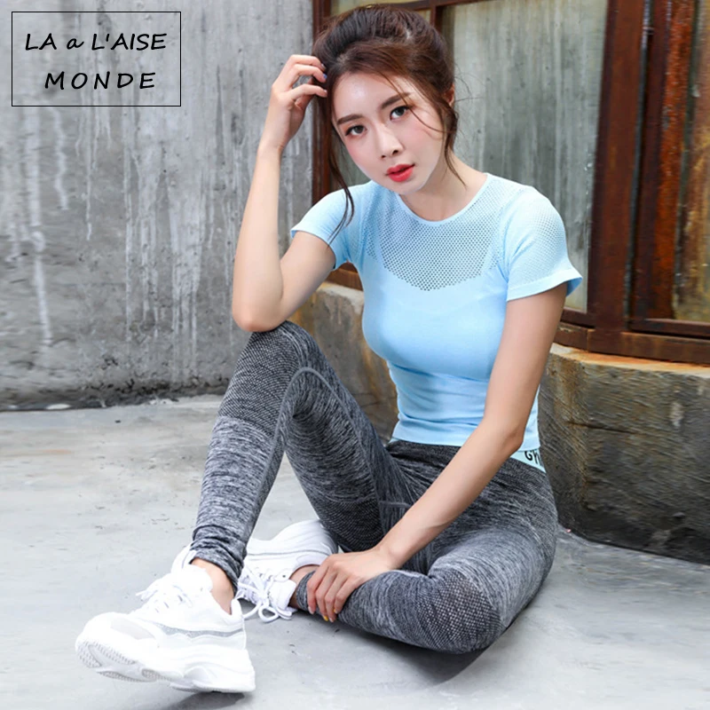 Sports Wear For Women Gym Workout Tops Sport Blouses Woman Fitness T-shirts Women's Jersey Sporty Mesh Yoga Top Female Shirt | Спорт и