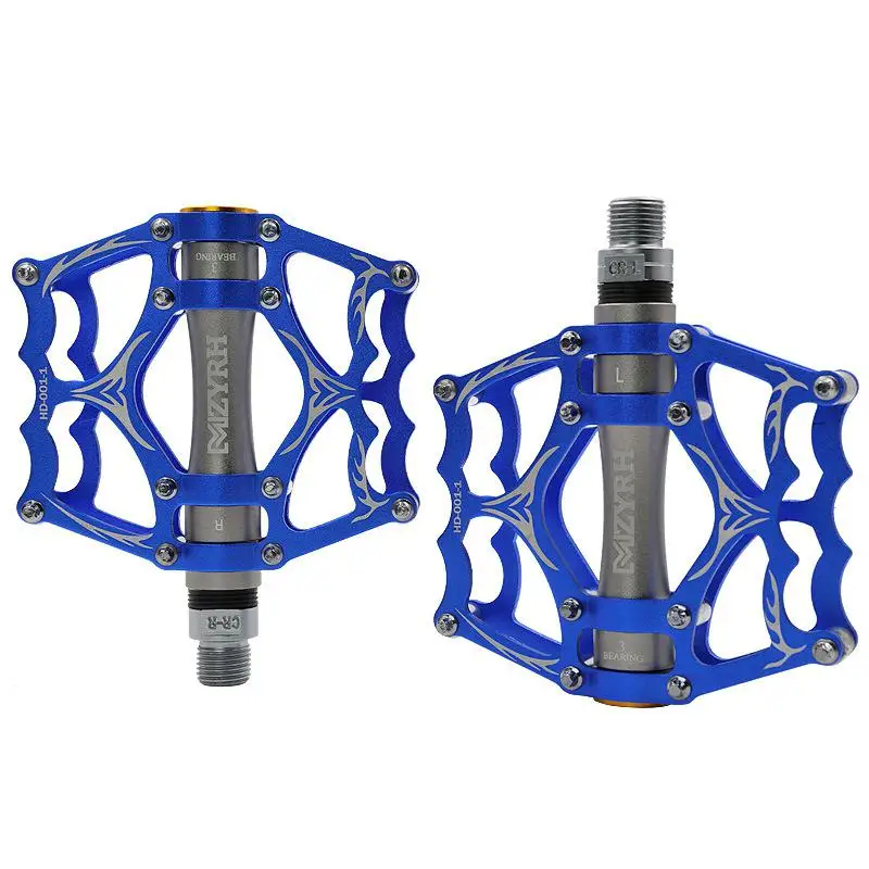Blue titanium Велосипедная педаль для горного велосипеда MTB, подвесной светильник для горного велосипеда, велосипедные педали из алюминиевого сплава, 3 шарикоподшипника, педали BMX, Аксессуары для велосипеда - Цвет: Blue titanium