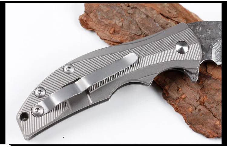 New Ball Bearing Open Flipper Folding Knife Damascus Steel Drop Point Blade TC4 Titanium Alloy Handle EDC Pocket Knives | Инструменты