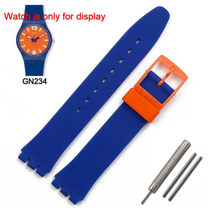 Силиконовый ремешок пряжка аксессуары для часов 17 мм для Swatch GB274 GW164GN239 спортивный водонепроницаемый браслет женский мужской ремешок для часов - Цвет ремешка: GN234