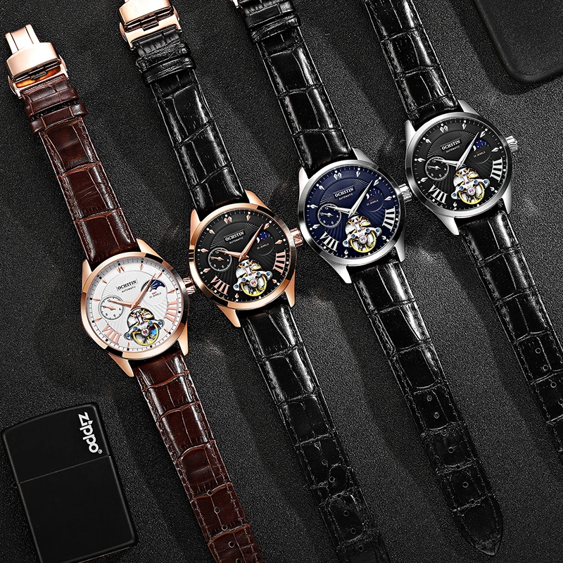 Роскошные мужские механические часы топового бренда Tourbillon Скелет