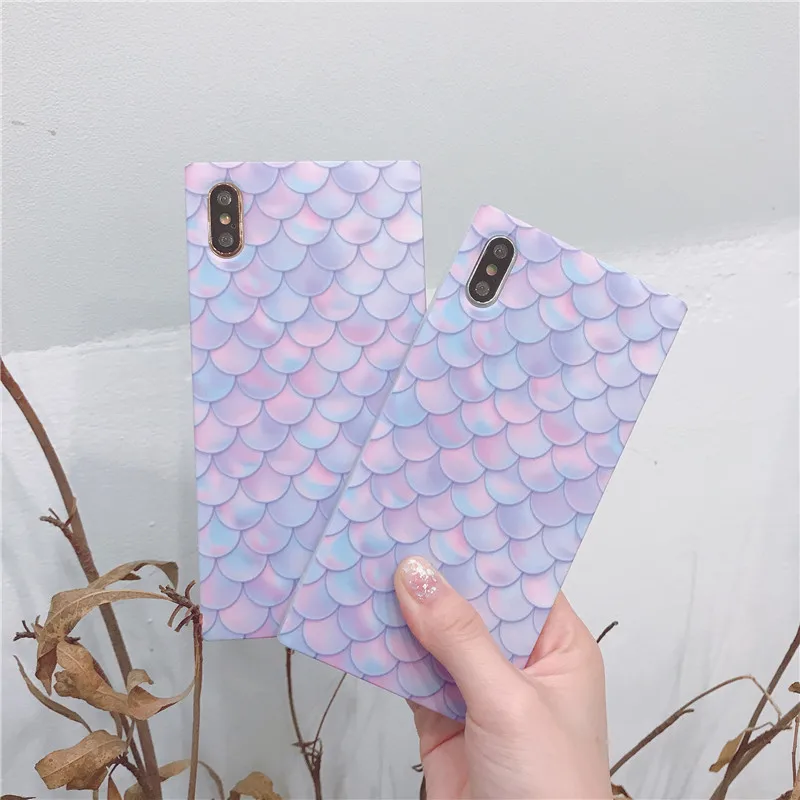 DISCASE квадратный Модный мягкий чехол для iphone 6 6s 7 8plus XS MAX XR X телефона мраморный Blu Ray